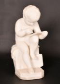AFTER CANOVA, 19TH CENTURY CONTINENTAL, A CHILD WRITING, MARBLE, 'Antonio Canova' inscribed on the