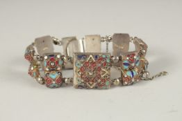 A RUSSIAN SILVER AND ENAMEL BRACELET.