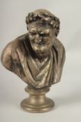 A 19TH CENTURY ITALIAN SCHOOL PLATED BUST OF DANTE. 32cms high.