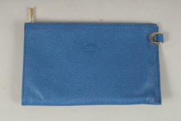 A LONGCHAMP BLUE BAG. 22cms long x 14cms deep.
