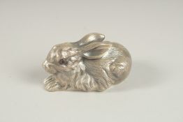 A RUSSIAN SILVER RABBIT. 6.5cms long. Mark: Head 88 Faberge LP. Weight: 62 grms.