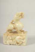 A CHINESE JADE DOG OF FO SEAL. 9cms high.
