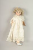 S. F. B. J. FRENCH BISQUE HEADED DOLL, No. 8, with open mouth, blue glass eyes, articulated body,