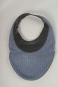 A BULGARI BLUE LEATHER FABRIC BAG with looping handle. 30cms wide x 46cms deep.