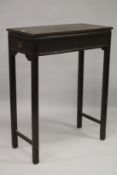 A CHINESE HARDWOOD TABLE, 20TH CENTURY, with a rectangular top, bat carved frieze, a drawer to