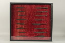 A COLLECTION OF MEDIEVAL METAL BLADES. See label on reverse.