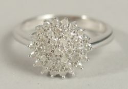 A 9CT WHITE GOLD RBC DIAMOND CLUSTER RING. Diamonds 0.33ct.