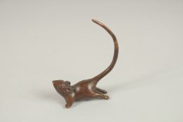 A SMALL JAPANESE BRONZE MOUSE.