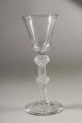 A GOOD GEORGIAN WINE GLASS with opaque twist stem.