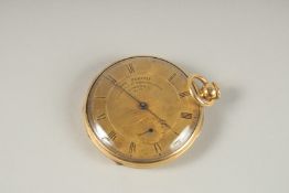 AN 18CT GOLD POCKET WATCH by DES GRANGES, LONDON, No. 9413, with unusual pump action winding