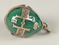 A RUSSIAN SILVER AND ENAMEL EGG PENDANT.