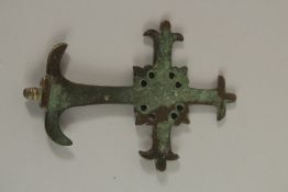 A FINE BRONZE CROSS FINIAL, possibly early European.
