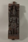 A 19TH CENTURY INDIAN GUJARAT CARVED WOOD FIGURAL PANEL, 38cm x 11cm.