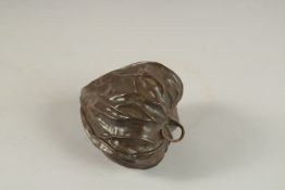 A BRONZE LIDDED BOX OF NATURALISTIC FORM.