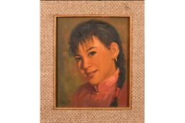 Southeast Asian School, 20th Century, a bust portrait of a young woman, oil on canvas,