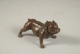 A BRONZE OKIMONO OF A DOG.