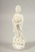 A GOOD BLANC DE CHINE PORCELAIN FIGURE OF GUANYIN.