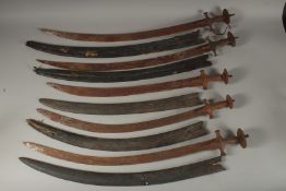 A COLLECTION OF FIVE INDIAN TULWAR SWORDS, (5).