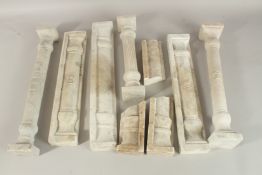 A COLLECTION OF SEVEN ISLAMIC MAMLUK STYLE CARVED MARBLE PILLARS, some with Mamluk cup symbols, (