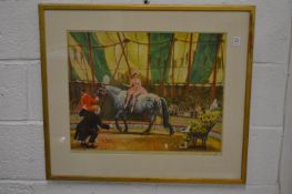 Dame Laura Knight, The Trick Act, colour print, pencil signed.