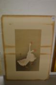 Japanese School, study of two geese, unframed.