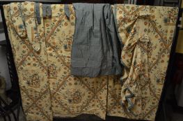 A quantity of floral curtains etc.