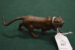 A small Japanese bronze model of a tiger.