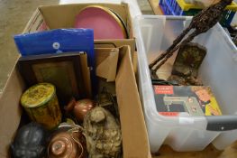 Three boxes of household china, decorative items etc.