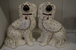 A pair of Staffordshire spaniels.