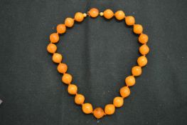 Amber bead necklace.