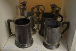 Pewter tankards etc.