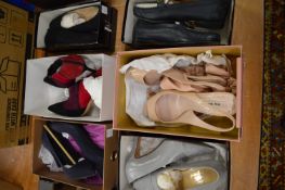 Six pairs of ladies shoes, worn, most with original boxes, makes to include Miu Miu, Manolo