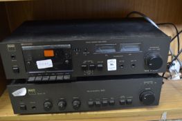 A NAD amplifier and cassette deck.