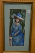 James Arthur Morris, lady in blue, gouache, signed.