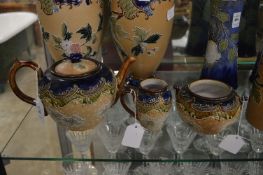 A Doulton Lambeth Slaters Patent three piece tea service.