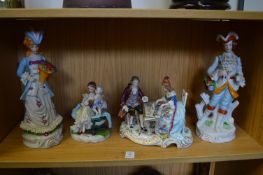 Decorative porcelain figures and figure groups.