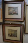 Sailing ships in a choppy sea, oil on board, a pair.