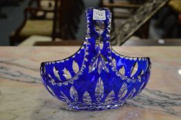 A good pair of Bohemian blue tinted cut glass flower baskets.