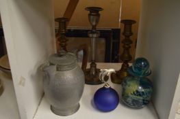 Various items to include a Mdina glass bottle and stopper.