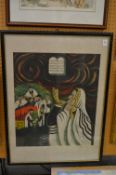 Alex Moller, a scene featuring Rabbi's, lithograph.