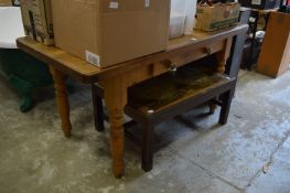 A Victorian style pine kitchen table.