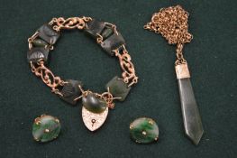 Gold and jade jewellery.
