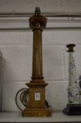 An alabaster column style table lamp.