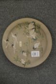 A Japanese satsuma dish depicting cranes.