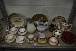 A quantity of decorative china to include cabinet cups and saucers, moulded jugs etc.