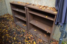 Two metal shelving units.