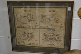 Jansson, 17th century engraved map depicting Guernsey, Jersey and two other island groups.