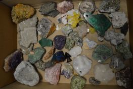 A quantity of rock and crystal samples.