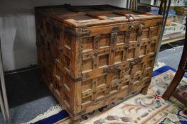 An Eastern iron bound pine storage box.