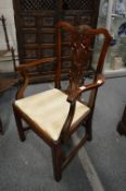 Chippendale style mahogany carver chair.